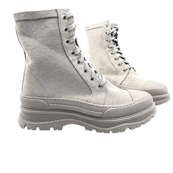 Free People Camp Out Canvas Lace Up Boots Size 39 - Picture 4 of 15